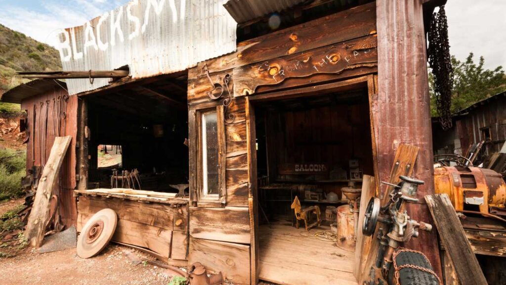 Image of an abandoned Blacksmith building at Jerome Ghost Town