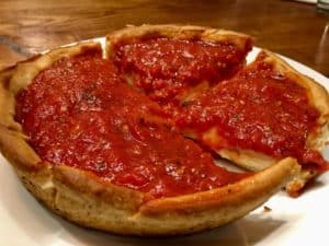 Stuffed Deep Dish Pizza Pie in Chicago
