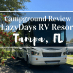 LazyDays RV Resort, located off of I-10 in Tampa Florida is an urban oasis! The campground has 300 level, paved RV sites with beautiful landscaping, full hook-ups (water, sewer, electric), Wi-Fi, cable TV, a heated pool, game room, on-site restaurant, and more!