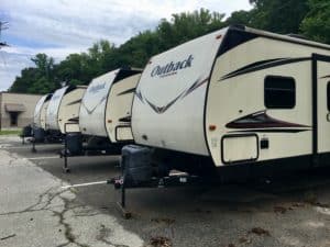 Did you know many military bases/posts rent travel trailers? Options include fully outfitted trailers that remain in place at the base campground, as well as those available to tow behind your vehicle to travel. In addition, many military campgrounds offer tent campsites. You can often rent the tent too!   