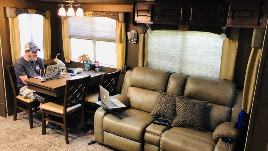 office set up in an RV
