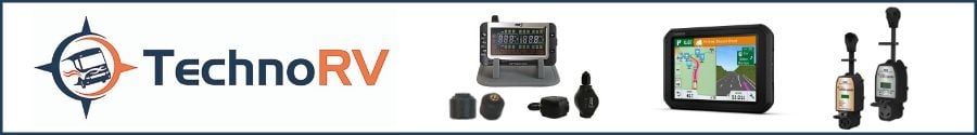 Image of important RV gear including TPMS, EMS, and GPS. 
