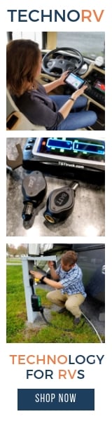 RV technology gear images include TPMS, EMS, and wifi booster