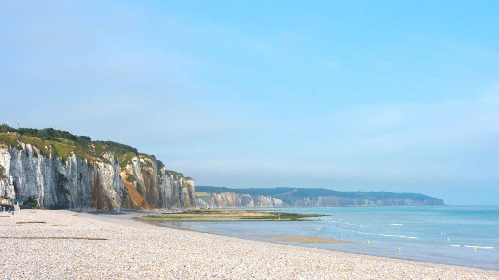 view of cliffs and beach at Normandy France