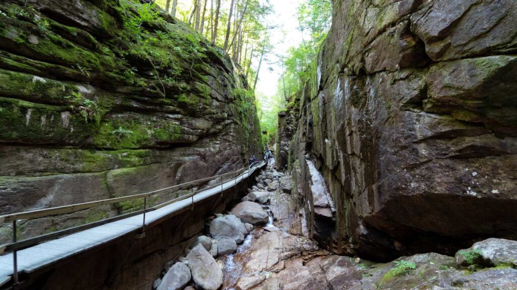 Image of the Flume Gorge path in Franconia Notch State Park NH