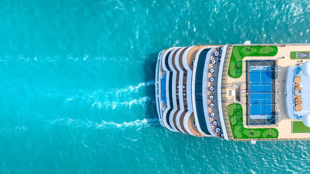 aerial view of cruise ship pool