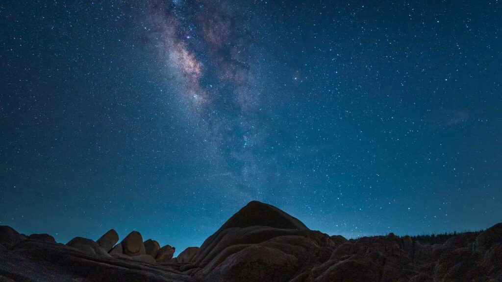 View of stars and the Milky Way from the California desert