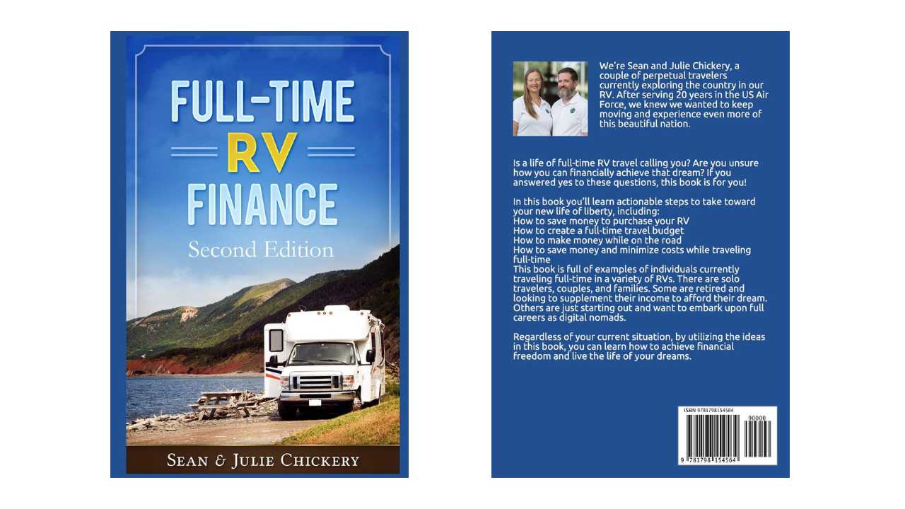 Front and back cover of the book, Full-Time RV Finance