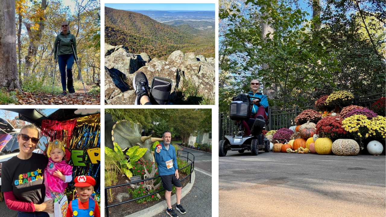 Fall collage includes photos of hiking and running in the fall.