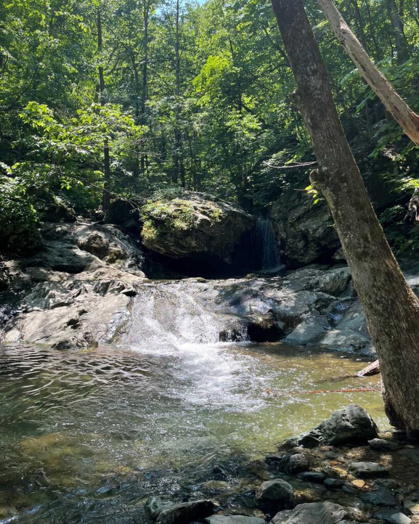 Small falls along river in mountains